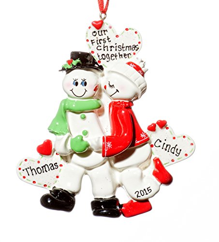 Couple Christmas Holiday Snow SweetHearts Ornament-Free Name Personalized-Shipped In One Day