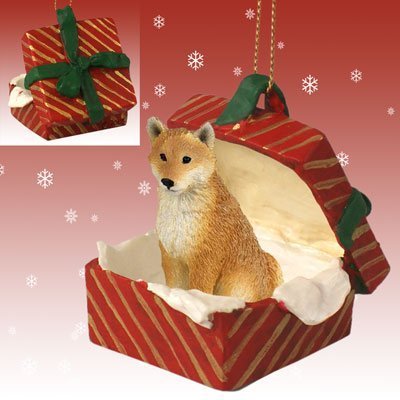 SHIBA INU Dog Japanese sits in a Red Gift Box Christmas Ornament New RGBD96 by Conversation Concepts