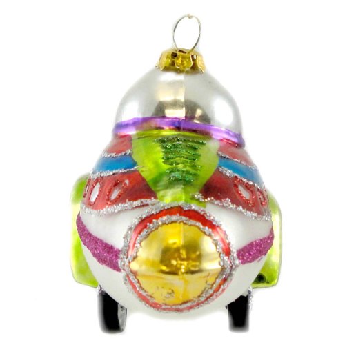 Holiday Ornament SPACE ORNAMENT Glass Spaceship Rocket Christmas FH0240 ROCKET