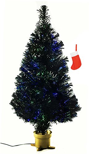 Christmas tree with exclusive red holiday stocking ornament 32 inch fiber optic artificial tree (Green)