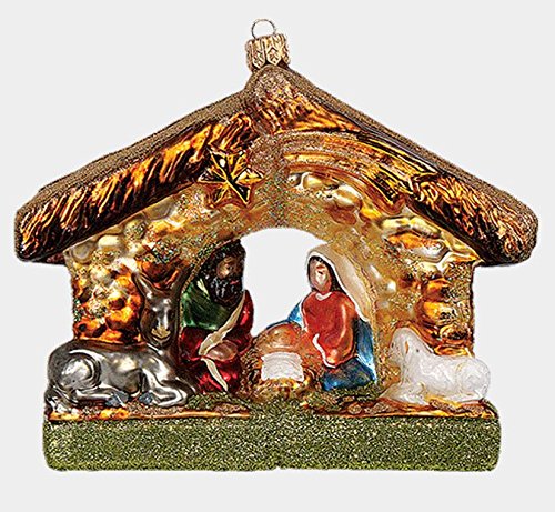 Nativity Scene Religious Polish Mouth Blown Glass Christmas Ornament Decoration