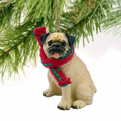 1 X Pug Miniature Dog Ornament – Fawn
