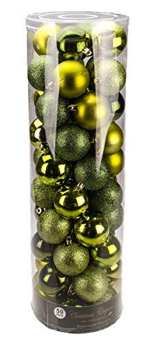 Green Decorative Christmas 60mm Shatterproof Orbs and Ornaments – 50 Pack