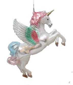 December Diamonds Blown Glass Ornament – Unicorn with Wings