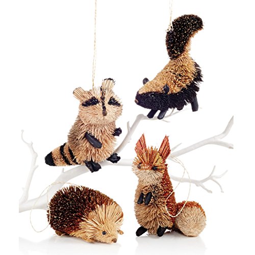 Martha Stewart Set of 4 Forest Friends Buri Animal Ornaments