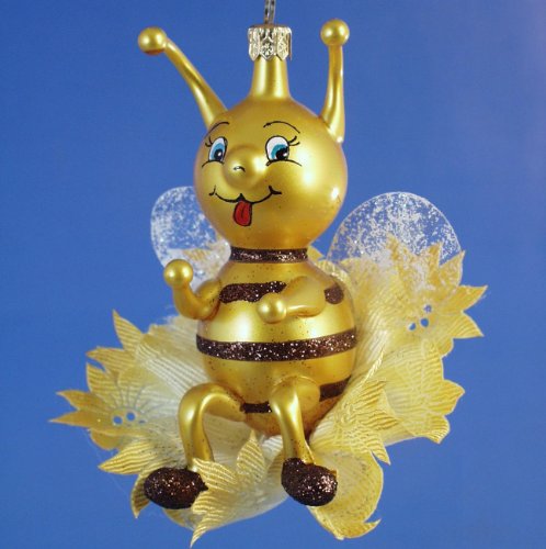 De Carlini Bee In The Flower Ornament – Blown Glass 5.00 IN