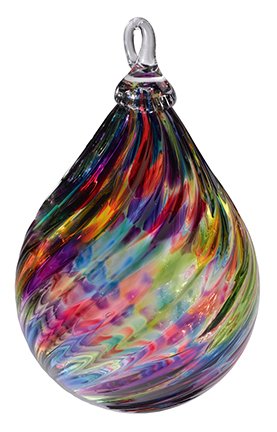 Glass Eye Studio Rainbow Twist Raindrop Ornament