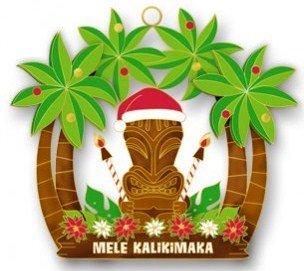 Hawaiian Metal Christmas Ornament Holiday Tiki