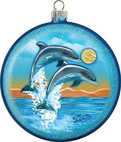 G. Debrekht Dolphins Fly Glass Ornament, 5.5″