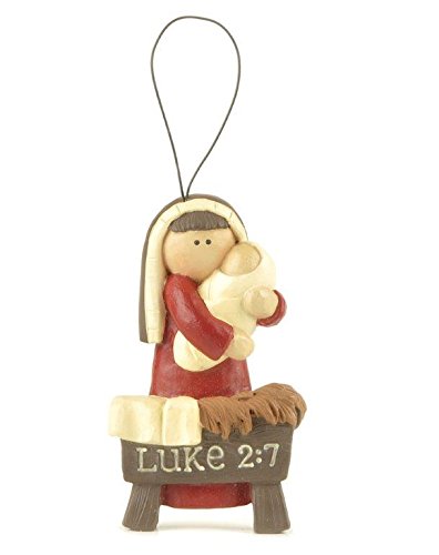 Blossom Bucket Luke 2:7 Jesus/Mary Ornament Christmas Decor, 4-3/4″ High