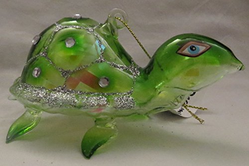 December Diamonds Blown Glass Turtle Ornament Ornament-Hand Painted