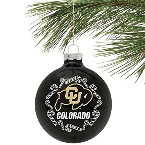 NCAA Candy Cane Traditional Glass Ball Christmas Ornament- 2 5/8″-Colorado Buffaloes