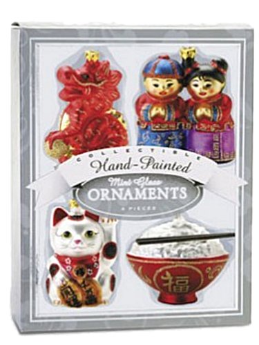 ASIAN MINI GLASS HAWAIIAN ORNAMENTS- SET OF 4