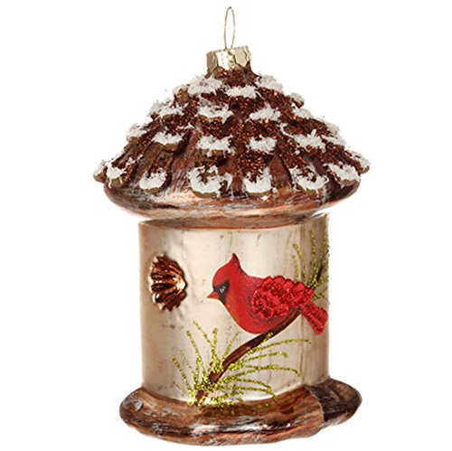 Red Cardinal & Birdhouse Christmas Tree Ornament, 4.5 Inches