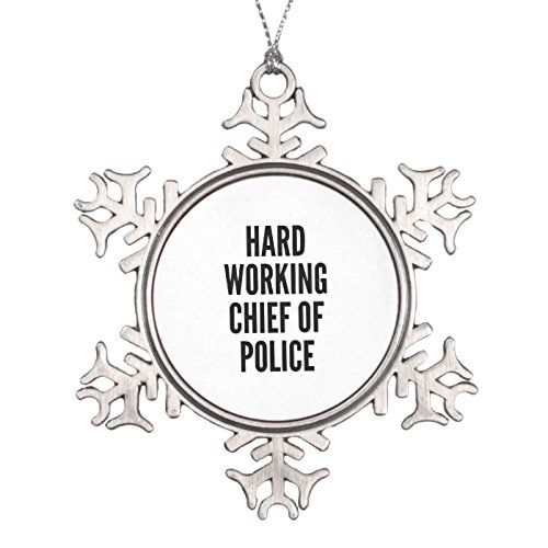 Hard Working Chief of Police Snowflake Pewter Christmas Ornament