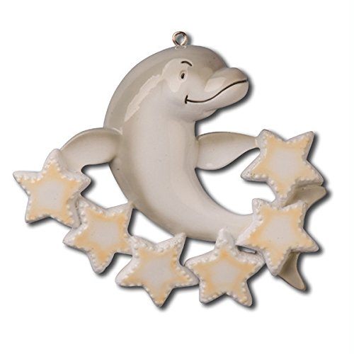 Dolphin Family of 6 Personalized Christmas Tree Ornament