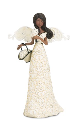 Pavilion Gift Company Modeles 88127 Ebony Angel Figurine Holding Flowers, Joy, 6-Inch