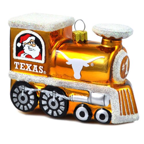 NCAA Texas Longhorns Blown Glass Train Ornament