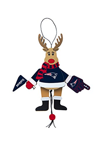 NFL New England Patriots Wooden Cheer Ornament, Brown, 5.25″