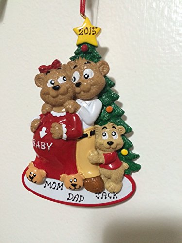 Family of 3 We’re Expecting Bear Personalized Christmas Ornament-pregnant