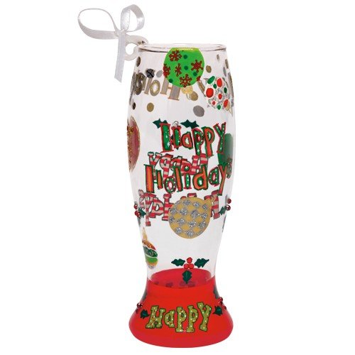 Santa Barbara Design Studio Lolita Holiday Mini-Pilsner Ornament, Happy Holidays