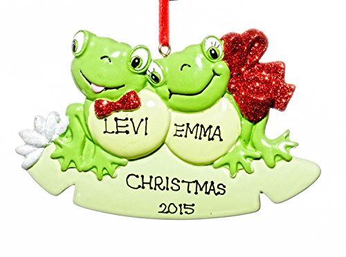 Couple Frog Pad Christmas Holiday Ornament-Free Name Personalized-Shipped In One Day