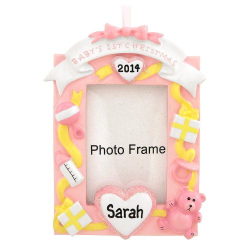 Baby’s First Christmas Girl Picture Frame Ornament