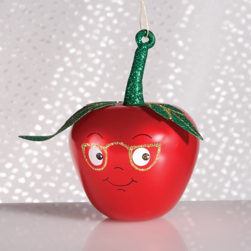 De Carlini Red Apple Italian Mouthblown Glass Christmas Ornament