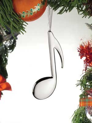 Music Treasures Co. Silver Eighth Note Christmas Ornament