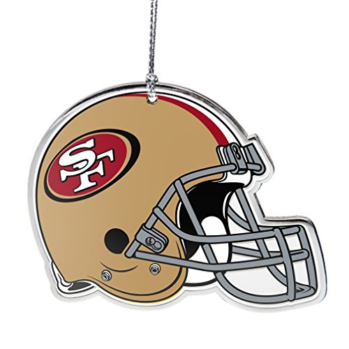 NFL San Francisco 49ers Flat Metal Helmet Ornament, Silver, 3″ Width and 2.25″ Height