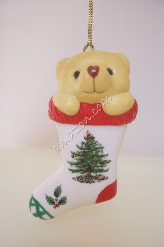 Spode Christmas Tree Ornament Teddy In a Stocking