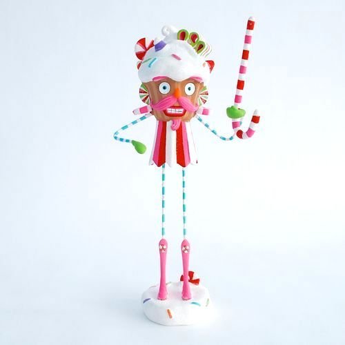 Glitterville Christmas or Birthday Cupcake Nutcracker Table Top Figurine with Candy Cane, 10.5 Inches Tall