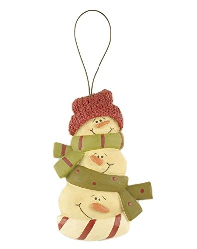 Blossom Bucket Three Stacked Snowmen Heads Ornaments Christmas Decor, 4-1/2″ High