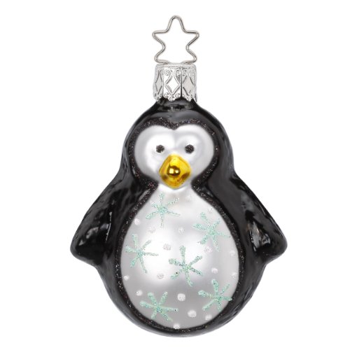 Inge-Glas Penguin With Stars German Glass Christmas Ornament
