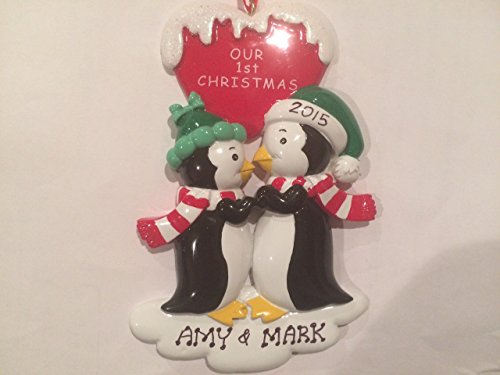Penguin Couple Our 1st Christmas Personalized Tree Ornament