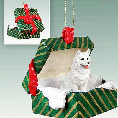 Conversation Concepts Samoyed Gift Box Green Ornament