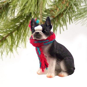 1 X Boston Terrier Miniature Dog Ornament