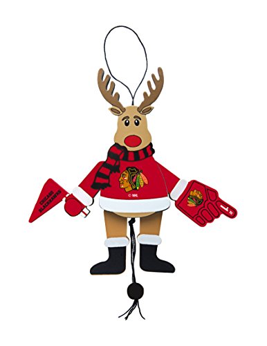 NHL Chicago Blackhawks Wooden Cheer Ornament, Brown, 5.25″