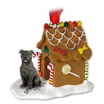 NEW Staffordshire Bull Terrier Ginger Bread House Christmas Ornament