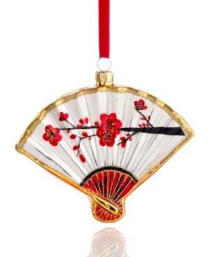 Holiday Lane Glass Oriental Fan Christmas Ornament
