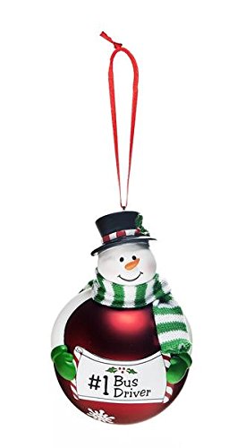 Ganz Christmas Merry Snowman Glass Ornaments Friendship & Fun & Sentiment Design (#1 Bus Driver (Red) EX27477)
