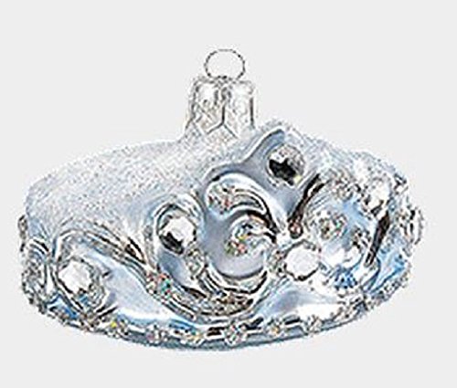 Silver Princess Tiara Polish Mouth Blown Glass Christmas Ornament