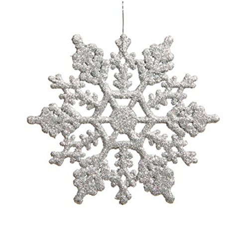 Vickerman Silver Glitter Snowflake with 24 Per PVC Box, 4-Inch
