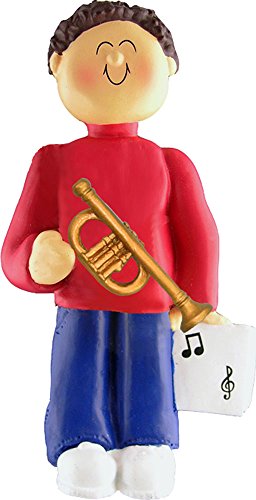 Music Treasures Co. Male Musician Trumpet Ornament (Brown Hair)