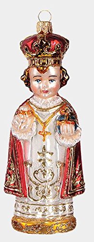 Infant Jesus of Prague Religious Polish Mouth Blown Glass Christmas Ornament