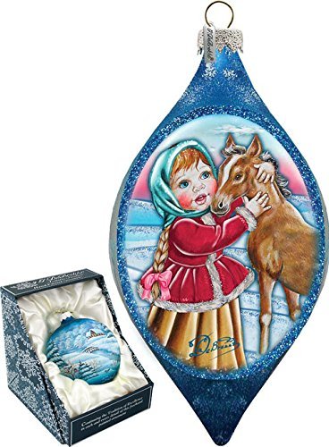 G. Debrekht Girl with Horse Glass Ornament Drop