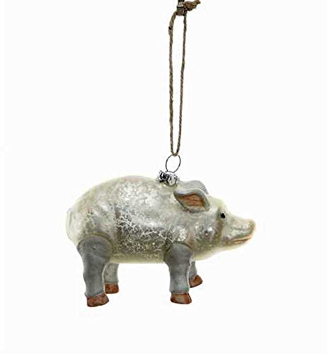 Creative Co-op Country Christmas Collection Mercury Glass Pig Ornament