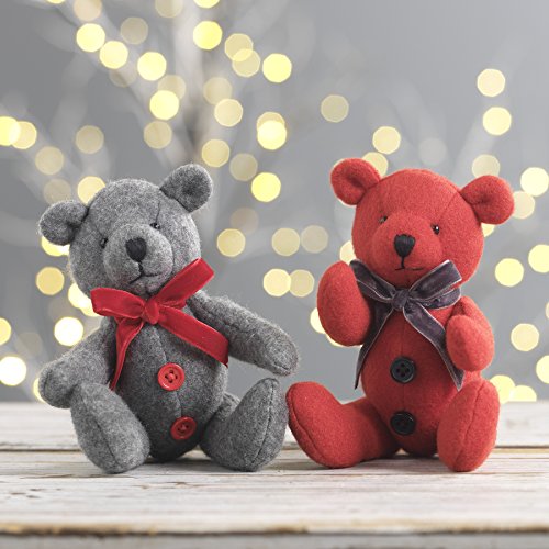 RAZ Imports Christmas Stuffed Red and Gray Bear Ornament – Set of 2