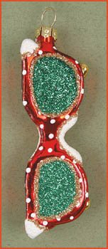 Margaret Cobane Glass Ornament – Sunglasses Red with White Polkadots