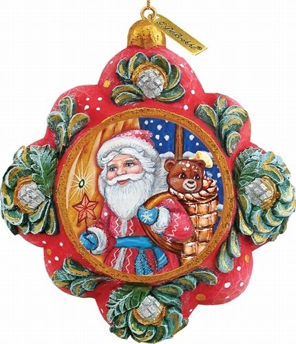 G. Debrekht Gift Giver Santa Scenic Ornament, 3.5″